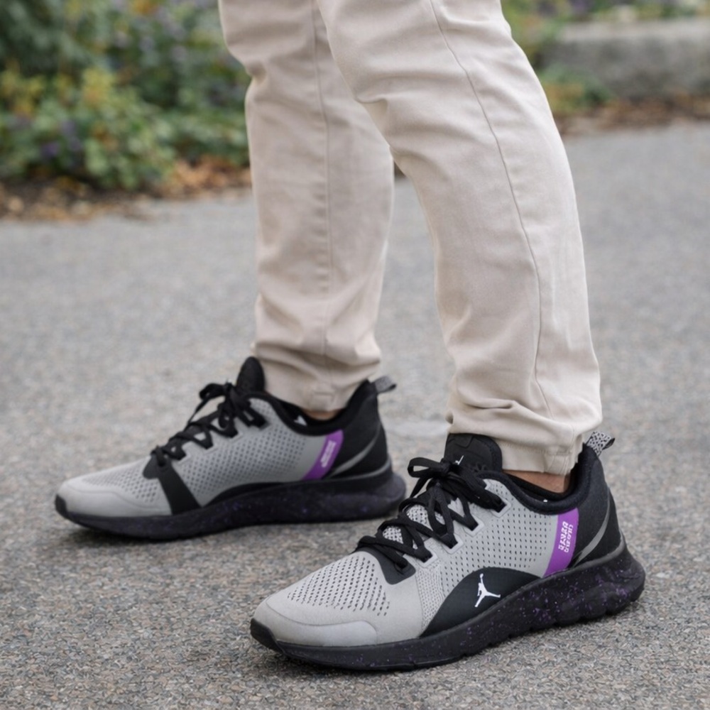Nike Jordan React Havoc Sneakers Men’s 10.5 Gray Black Purple Athletic Shoes - Picture 1 of 14